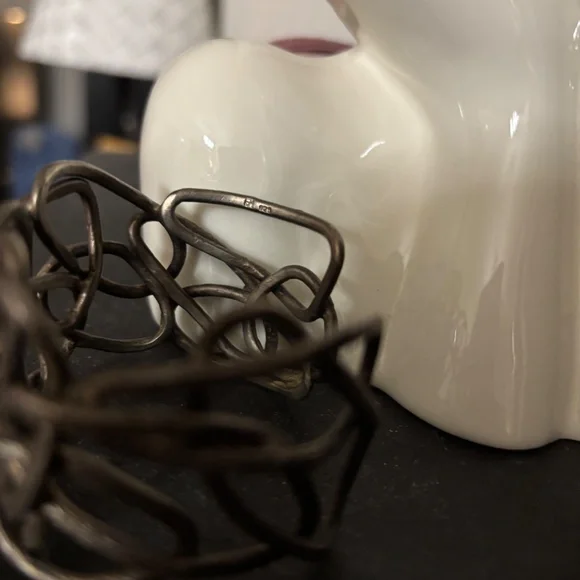 Vintage Silver Cuff Bracelet Retro abstract Glam - Picture 3 of 7